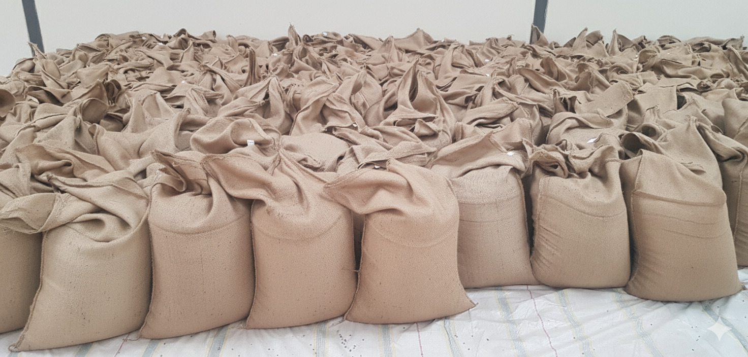 Coffee beans being prepared for export